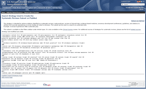 Systematic reviews subset on PubMed